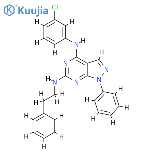 N4-(3-chlorophenyl)-1-phenyl-N6-(2-phenylethyl)-1H-pyrazolo3,4-dpyrimidine-4,6-diamine structure