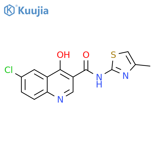 6-chloro-4-hydroxy-N-(4-methyl-1,3-thiazol-2-yl)quinoline-3-carboxamide structure