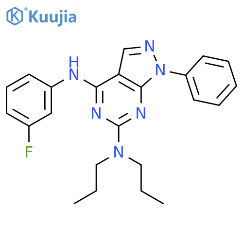 N4-(3-fluorophenyl)-1-phenyl-N6,N6-dipropyl-1H-pyrazolo3,4-dpyrimidine-4,6-diamine structure