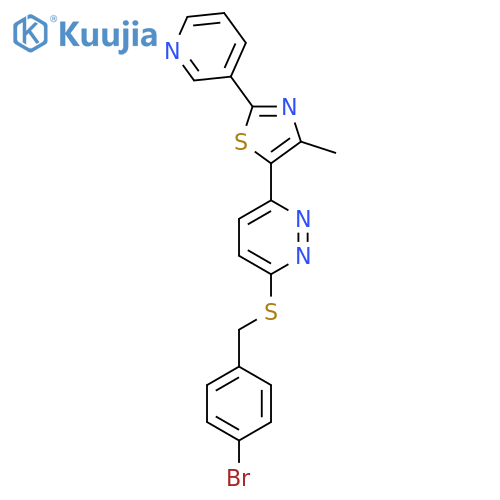 3-{(4-bromophenyl)methylsulfanyl}-6-4-methyl-2-(pyridin-3-yl)-1,3-thiazol-5-ylpyridazine structure