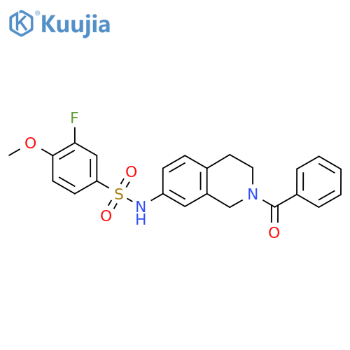 N-(2-benzoyl-1,2,3,4-tetrahydroisoquinolin-7-yl)-3-fluoro-4-methoxybenzene-1-sulfonamide structure