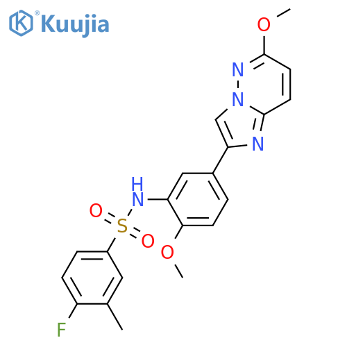 4-fluoro-N-(2-methoxy-5-{6-methoxyimidazo1,2-bpyridazin-2-yl}phenyl)-3-methylbenzene-1-sulfonamide structure