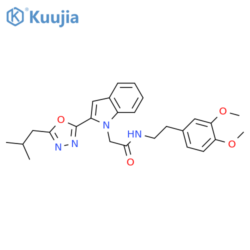 N-2-(3,4-dimethoxyphenyl)ethyl-2-{2-5-(2-methylpropyl)-1,3,4-oxadiazol-2-yl-1H-indol-1-yl}acetamide structure