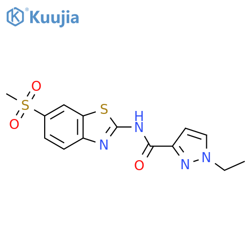 1-ethyl-N-(6-methanesulfonyl-1,3-benzothiazol-2-yl)-1H-pyrazole-3-carboxamide structure