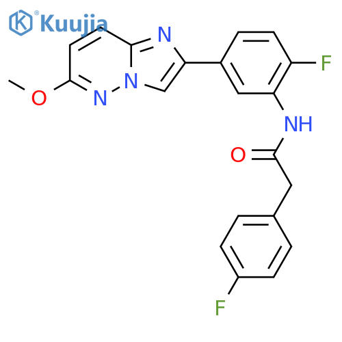 N-(2-fluoro-5-{6-methoxyimidazo1,2-bpyridazin-2-yl}phenyl)-2-(4-fluorophenyl)acetamide structure