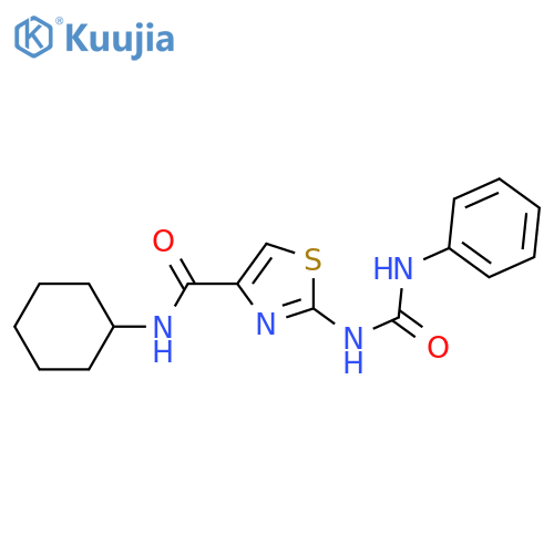 N-cyclohexyl-2-(phenylcarbamoyl)amino-1,3-thiazole-4-carboxamide structure