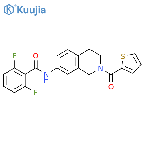 2,6-difluoro-N-2-(thiophene-2-carbonyl)-1,2,3,4-tetrahydroisoquinolin-7-ylbenzamide structure