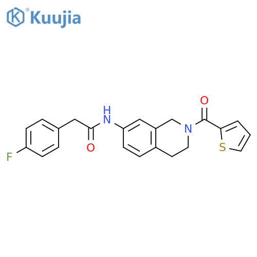 2-(4-fluorophenyl)-N-2-(thiophene-2-carbonyl)-1,2,3,4-tetrahydroisoquinolin-7-ylacetamide structure