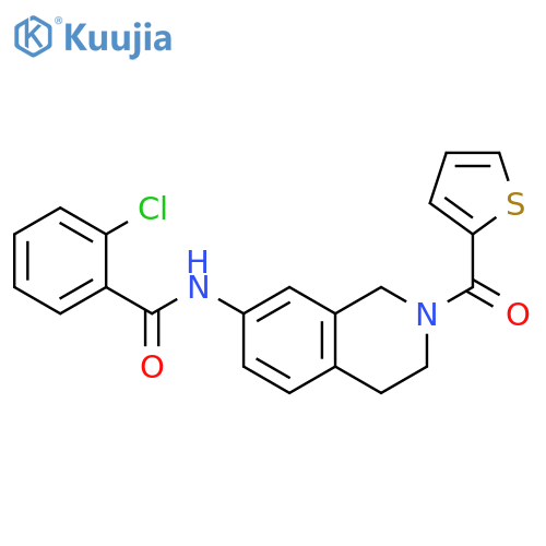 2-chloro-N-2-(thiophene-2-carbonyl)-1,2,3,4-tetrahydroisoquinolin-7-ylbenzamide structure