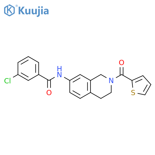 3-chloro-N-2-(thiophene-2-carbonyl)-1,2,3,4-tetrahydroisoquinolin-7-ylbenzamide structure