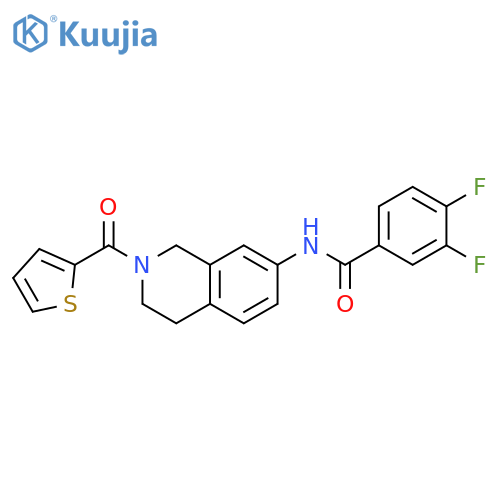3,4-difluoro-N-2-(thiophene-2-carbonyl)-1,2,3,4-tetrahydroisoquinolin-7-ylbenzamide structure