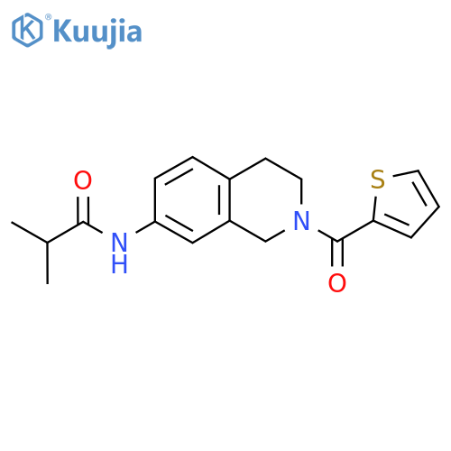 2-methyl-N-2-(thiophene-2-carbonyl)-1,2,3,4-tetrahydroisoquinolin-7-ylpropanamide structure