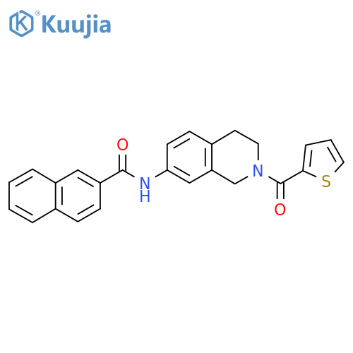 N-2-(thiophene-2-carbonyl)-1,2,3,4-tetrahydroisoquinolin-7-ylnaphthalene-2-carboxamide structure