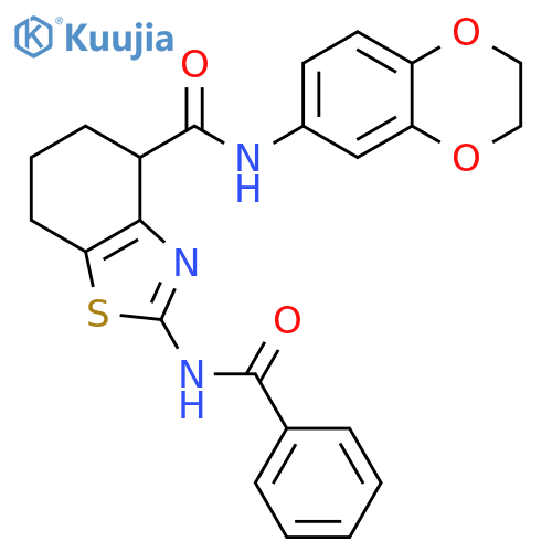 2-benzamido-N-(2,3-dihydro-1,4-benzodioxin-6-yl)-4,5,6,7-tetrahydro-1,3-benzothiazole-4-carboxamide structure