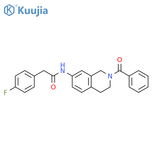 N-(2-benzoyl-1,2,3,4-tetrahydroisoquinolin-7-yl)-2-(4-fluorophenyl)acetamide structure