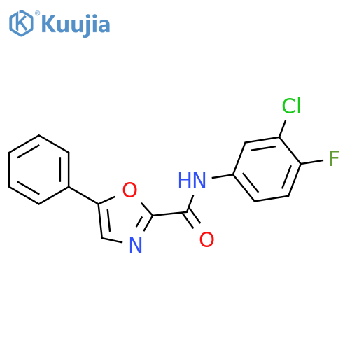 N-(3-chloro-4-fluorophenyl)-5-phenyl-1,3-oxazole-2-carboxamide structure