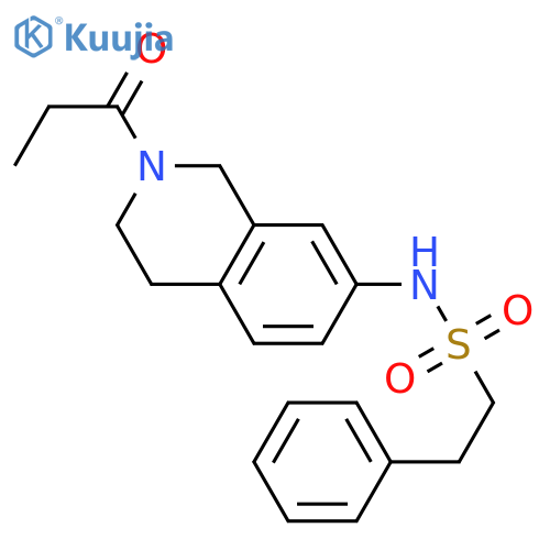 2-phenyl-N-(2-propanoyl-1,2,3,4-tetrahydroisoquinolin-7-yl)ethane-1-sulfonamide structure