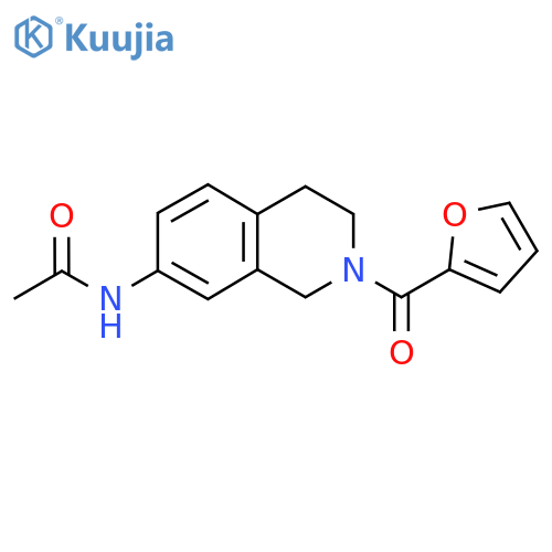N-2-(furan-2-carbonyl)-1,2,3,4-tetrahydroisoquinolin-7-ylacetamide structure