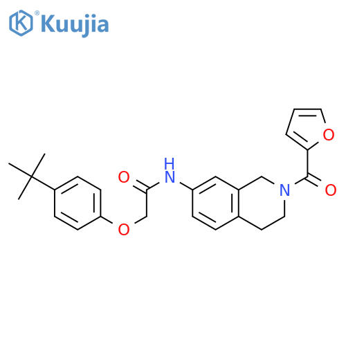 2-(4-tert-butylphenoxy)-N-2-(furan-2-carbonyl)-1,2,3,4-tetrahydroisoquinolin-7-ylacetamide structure