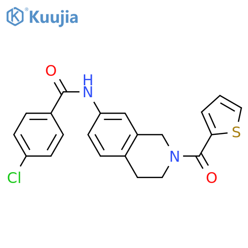 4-chloro-N-2-(thiophene-2-carbonyl)-1,2,3,4-tetrahydroisoquinolin-7-ylbenzamide structure