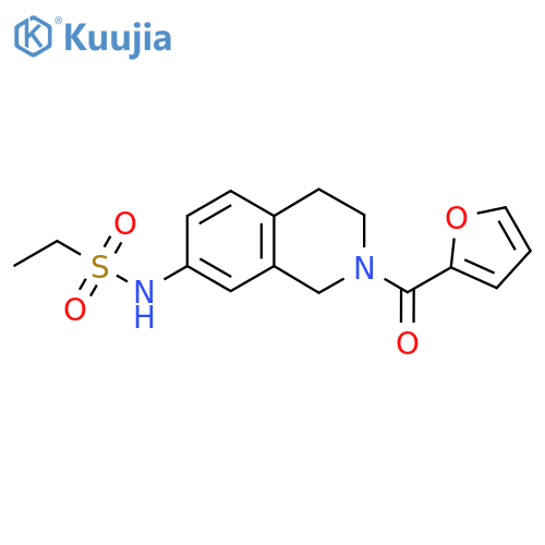 N-2-(furan-2-carbonyl)-1,2,3,4-tetrahydroisoquinolin-7-ylethane-1-sulfonamide structure