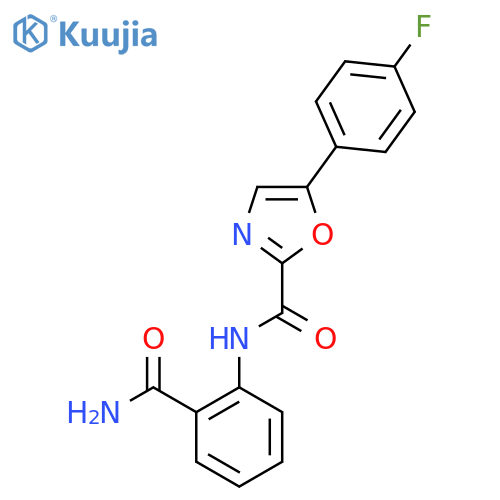 N-(2-carbamoylphenyl)-5-(4-fluorophenyl)-1,3-oxazole-2-carboxamide structure