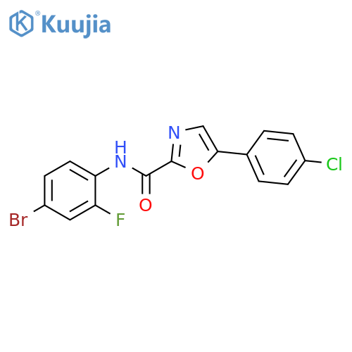 N-(4-bromo-2-fluorophenyl)-5-(4-chlorophenyl)-1,3-oxazole-2-carboxamide structure