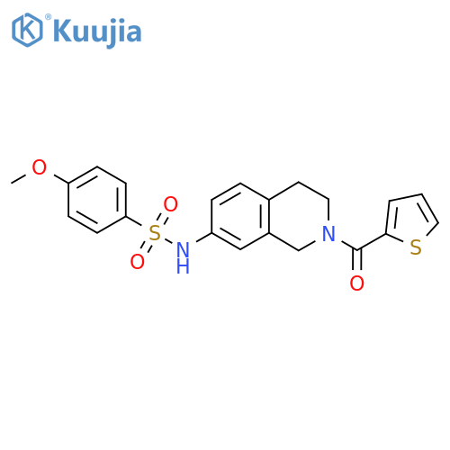4-methoxy-N-2-(thiophene-2-carbonyl)-1,2,3,4-tetrahydroisoquinolin-7-ylbenzene-1-sulfonamide structure