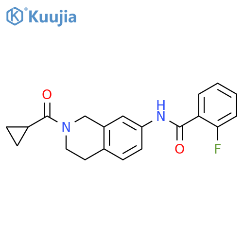 N-(2-cyclopropanecarbonyl-1,2,3,4-tetrahydroisoquinolin-7-yl)-2-fluorobenzamide structure