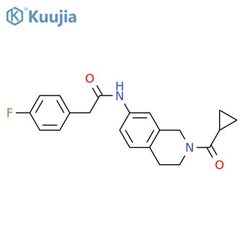 N-(2-cyclopropanecarbonyl-1,2,3,4-tetrahydroisoquinolin-7-yl)-2-(4-fluorophenyl)acetamide structure