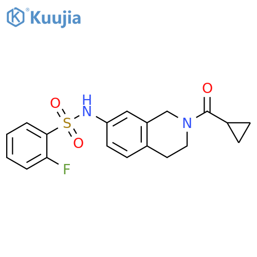 N-(2-cyclopropanecarbonyl-1,2,3,4-tetrahydroisoquinolin-7-yl)-2-fluorobenzene-1-sulfonamide structure