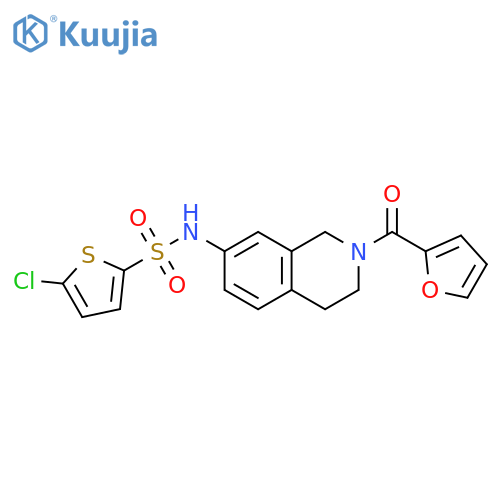 5-chloro-N-2-(furan-2-carbonyl)-1,2,3,4-tetrahydroisoquinolin-7-ylthiophene-2-sulfonamide structure