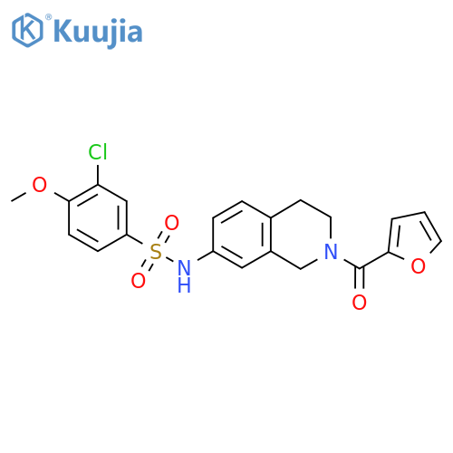 3-chloro-N-2-(furan-2-carbonyl)-1,2,3,4-tetrahydroisoquinolin-7-yl-4-methoxybenzene-1-sulfonamide structure