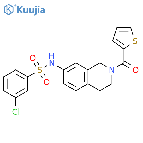 3-chloro-N-2-(thiophene-2-carbonyl)-1,2,3,4-tetrahydroisoquinolin-7-ylbenzene-1-sulfonamide structure