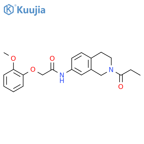 2-(2-methoxyphenoxy)-N-(2-propanoyl-1,2,3,4-tetrahydroisoquinolin-7-yl)acetamide structure