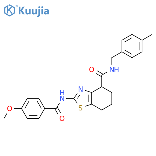 2-(4-methoxybenzamido)-N-(4-methylphenyl)methyl-4,5,6,7-tetrahydro-1,3-benzothiazole-4-carboxamide structure