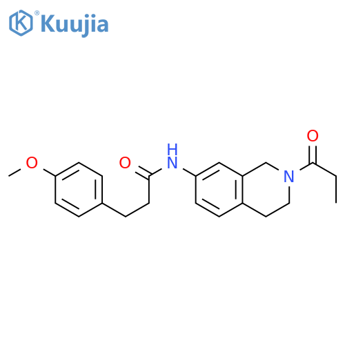 3-(4-methoxyphenyl)-N-(2-propanoyl-1,2,3,4-tetrahydroisoquinolin-7-yl)propanamide structure