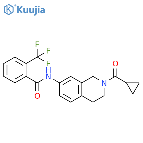 N-(2-cyclopropanecarbonyl-1,2,3,4-tetrahydroisoquinolin-7-yl)-2-(trifluoromethyl)benzamide structure