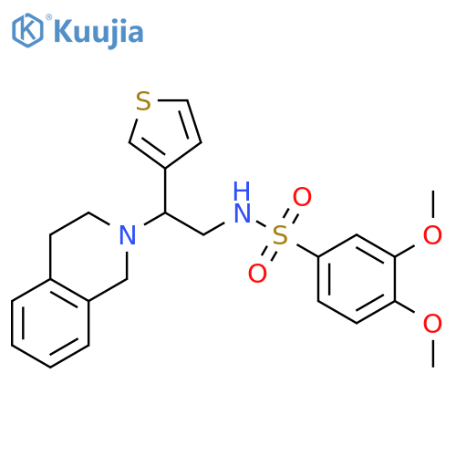 3,4-dimethoxy-N-2-(1,2,3,4-tetrahydroisoquinolin-2-yl)-2-(thiophen-3-yl)ethylbenzene-1-sulfonamide structure