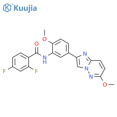 2,4-difluoro-N-(2-methoxy-5-{6-methoxyimidazo1,2-bpyridazin-2-yl}phenyl)benzamide structure