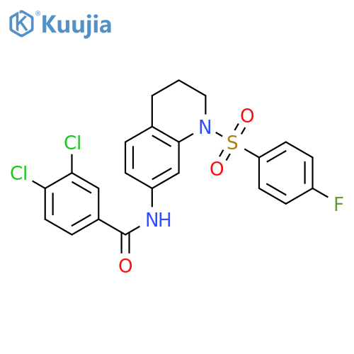 3,4-dichloro-N-1-(4-fluorobenzenesulfonyl)-1,2,3,4-tetrahydroquinolin-7-ylbenzamide structure