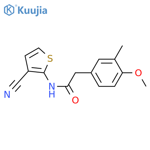 N-(3-cyanothiophen-2-yl)-2-(4-methoxy-3-methylphenyl)acetamide structure