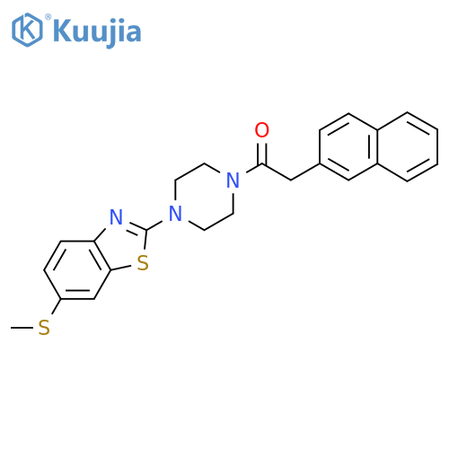 1-{4-6-(methylsulfanyl)-1,3-benzothiazol-2-ylpiperazin-1-yl}-2-(naphthalen-2-yl)ethan-1-one structure