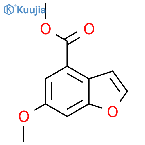 4-Benzofurancarboxylic acid, 6-methoxy-, methyl ester structure