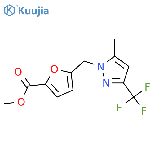 <br>methyl 5-((5-methyl-3-(trifluoromethyl)-1H-pyrazol-1-yl)methyl)furan-2-carb oxylate structure