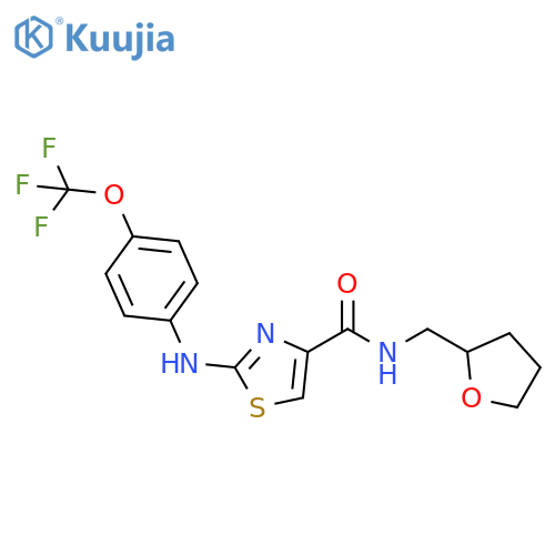 N-(oxolan-2-yl)methyl-2-{4-(trifluoromethoxy)phenylamino}-1,3-thiazole-4-carboxamide structure