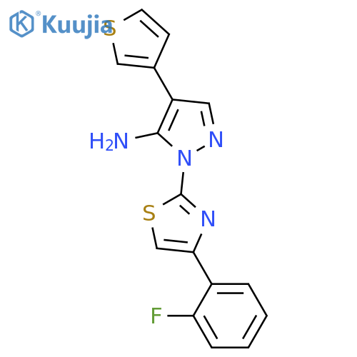 1-[4-(2-FLUOROPHENYL)-1,3-THIAZOL-2-YL]-4-(3-THIENYL)-1H-PYRAZOL-5-AMINE structure