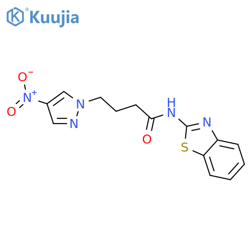 N-(1,3-benzothiazol-2-yl)-4-(4-nitro-1H-pyrazol-1-yl)butanamide structure