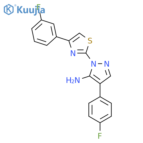 4-(4-fluorophenyl)-1-[4-(3-fluorophenyl)-1,3-thiazol-2-yl]-1H-pyrazol-5-amine structure