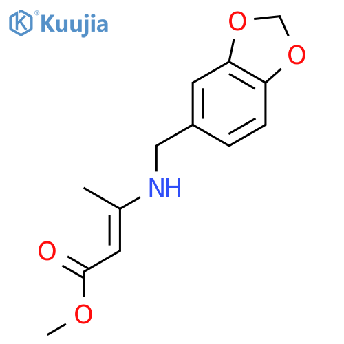 2-Butenoic acid, 3-[(1,3-benzodioxol-5-ylmethyl)amino]-, methyl ester structure